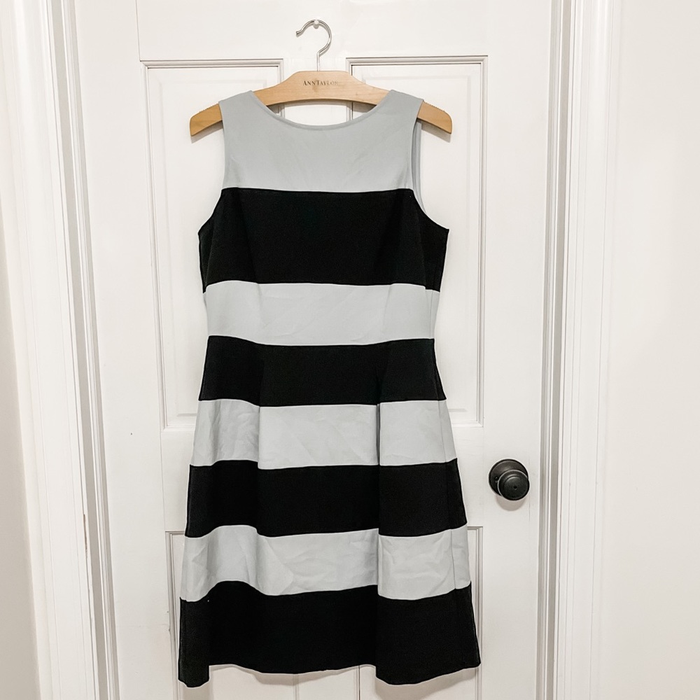 NWT Ann Taylor Loft Size 8 Wide Striped Pleated Dress